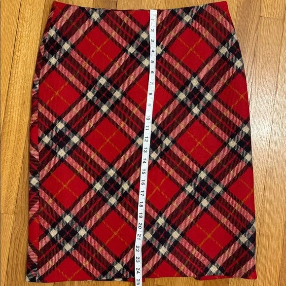 Hobbs London Plaid Red Pencil Skirt - UK 12/ US 8 - Picture 4 of 7